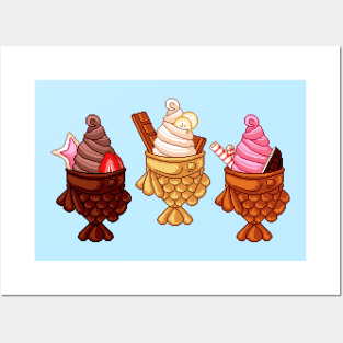 Ice Cream Taiyaki Posters and Art